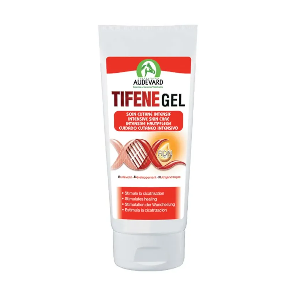 Audevard Tifene Gel – Hydrogel intensif soin cutané pour chevaux – Cicatrisation et film protecteur – Tube 150 ml