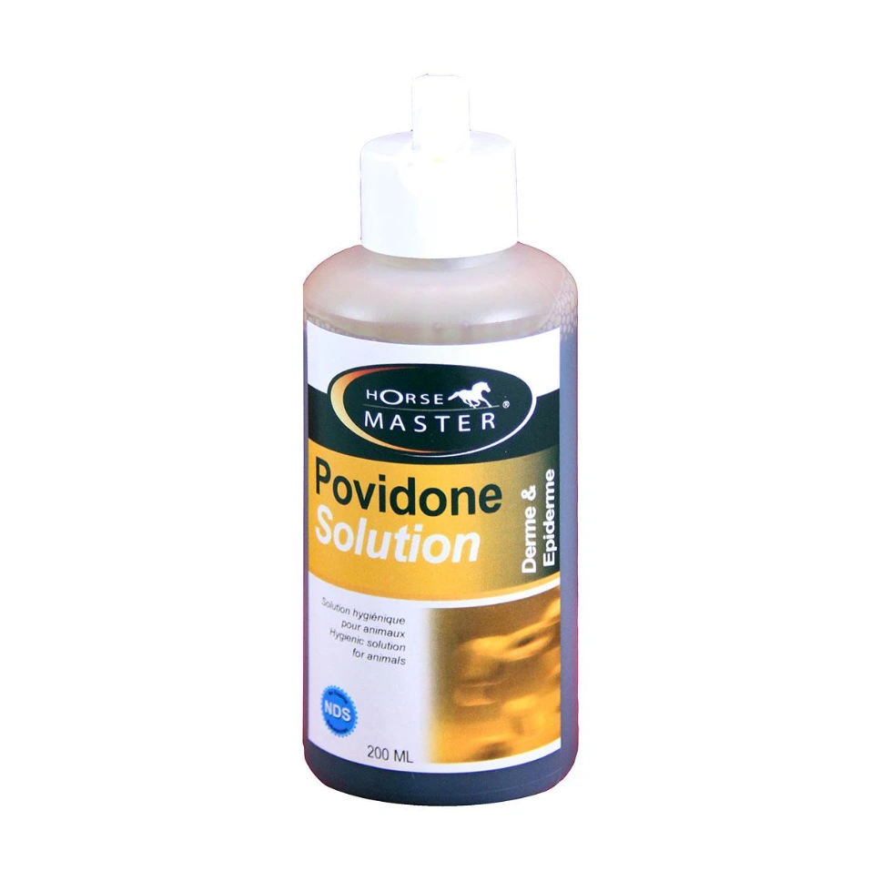 Povidone Solution 10 % Horse Master antiseptique iodé cheval, désinfection plaies & peau - Flacon 200ml