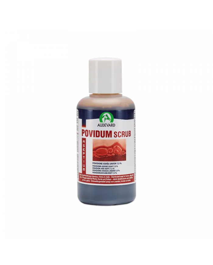 Povidum Scrub Audevard savon désinfectant iodé cheval, nettoyage plaies & peau - Flacon de 120ml