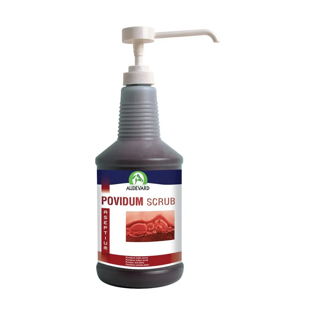 [43124] Povidum Scrub Audevard savon désinfectant iodé cheval, nettoyage plaies & peau - Flacon de 750 ml