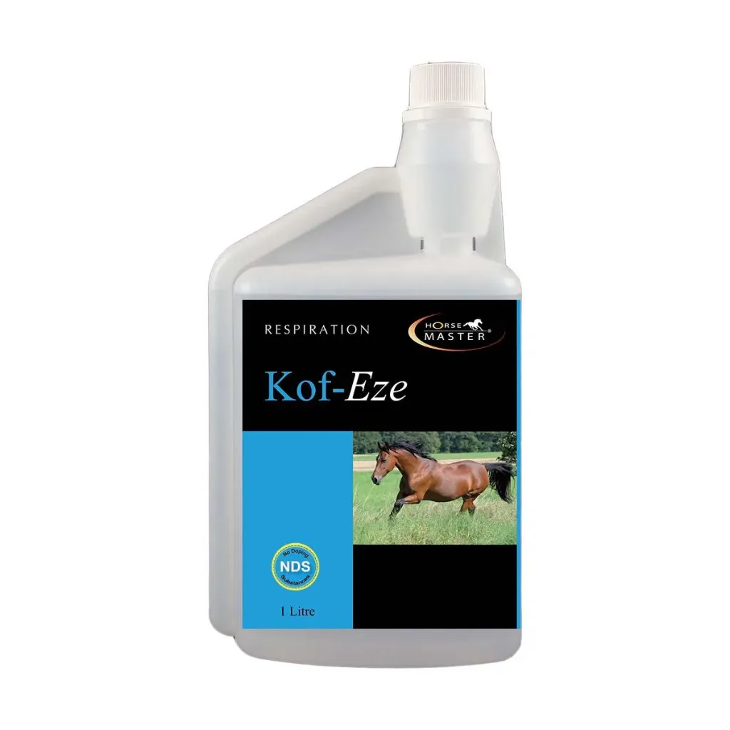 Horse Master Kof-Eze Sirop expectorant toux cheval- Sirop expectorant toux cheval, bronches encombrées & irritation, utilisable en nébulisation - 1L