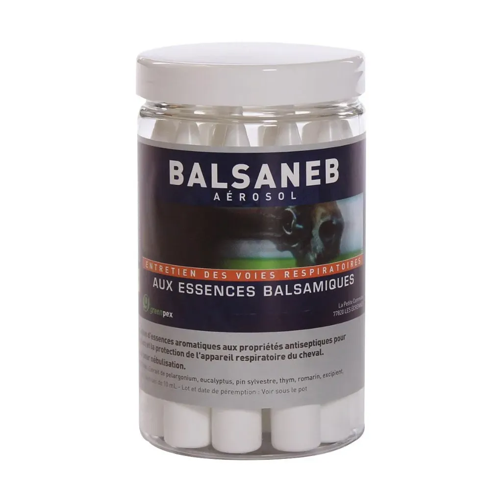 [48676] Greenpex Balsaneb Aérosol nébulisation cheval, voies respiratoires à l'eucalyptus, thym & pélargonium - 14x10ml