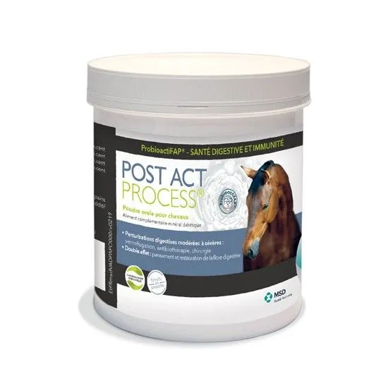 [32826] MSD Post Act Process - Complément digestif cheval, prébiotiques, smectite & bentonite, post-antibiothérapie & vermifugation - 500g