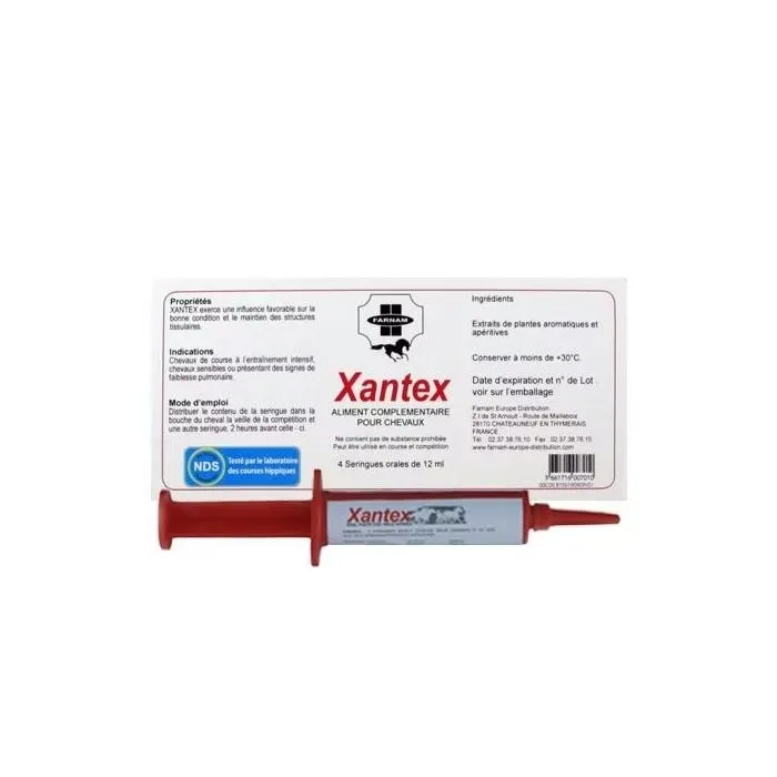 [41322] Farnam Xantex Complément respiratoire cheval de sport, HPIE & saignements pulmonaires, capillaires pulmonaires - 4x12ml