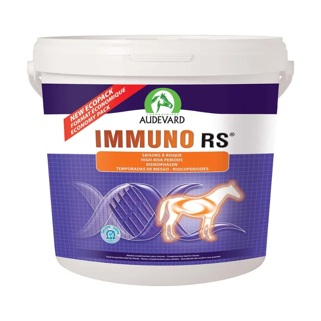 Audevard Immuno RS Complément immunité cheval, poulain convalescence & périodes à risque - Seau de 5kg