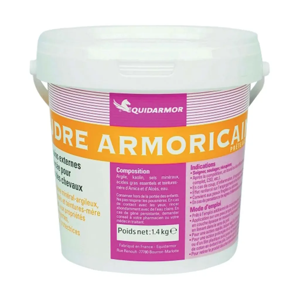 Poudre Armoricaine argile cataplasme cheval, tendons & articulations, arnica et huiles essentielles - 1,4kg