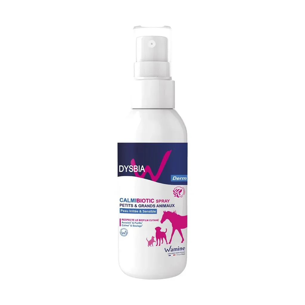 Dysbia Calmibiotic Spray, lotion microbiote cutané cheval, démangeaisons, irritations & peau sensible, actifs végétaux & marins, sans rinçage - 100ml